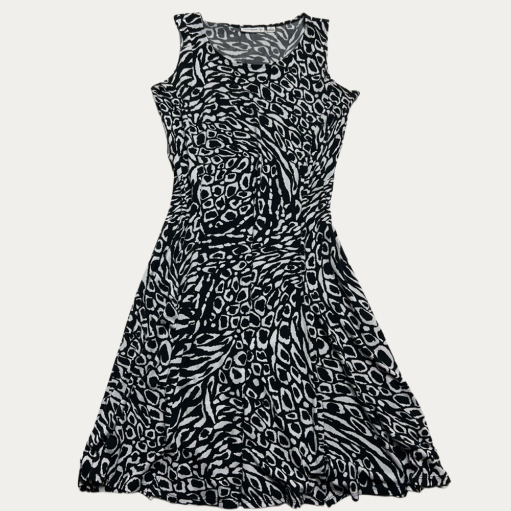 Susan Graver Black & White Printed Sleeveless Dress Size S